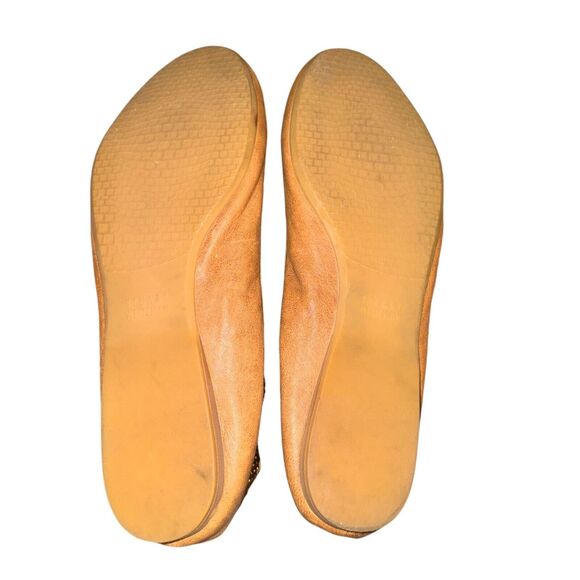 Stuart Weitzman Lastikon Ballet Flats Women's Size 9.5 M Tan Leather Studded - Picture 7 of 9